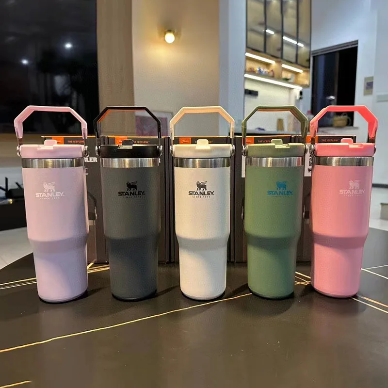 

Stanley Quencher Cup 30oz Water Bottle Termos Drinkware Tumbler Mug Coffee Original Thermo Thermos Thermal Vacuum Flask Portable