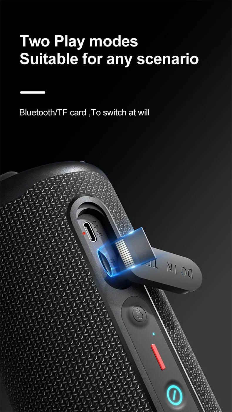 Rockmia EBS-613 Portable RGB Speaker Bluetooth 5.3 Powerful Bass box 1800MAH Outdoor Waterproof Colorful LED Light Fabric Mesh