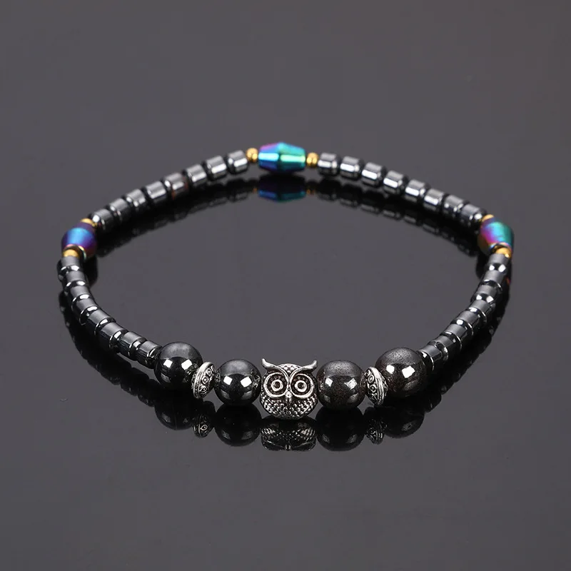 Anklet Bracelet Silver Ankle Chains Beads Anklet Ankle Slimming Bangle Weight Loss Magnet Owl Animals Stone Magnetic Therapy Pain Relief Slimming Health Jewelry For Women Men