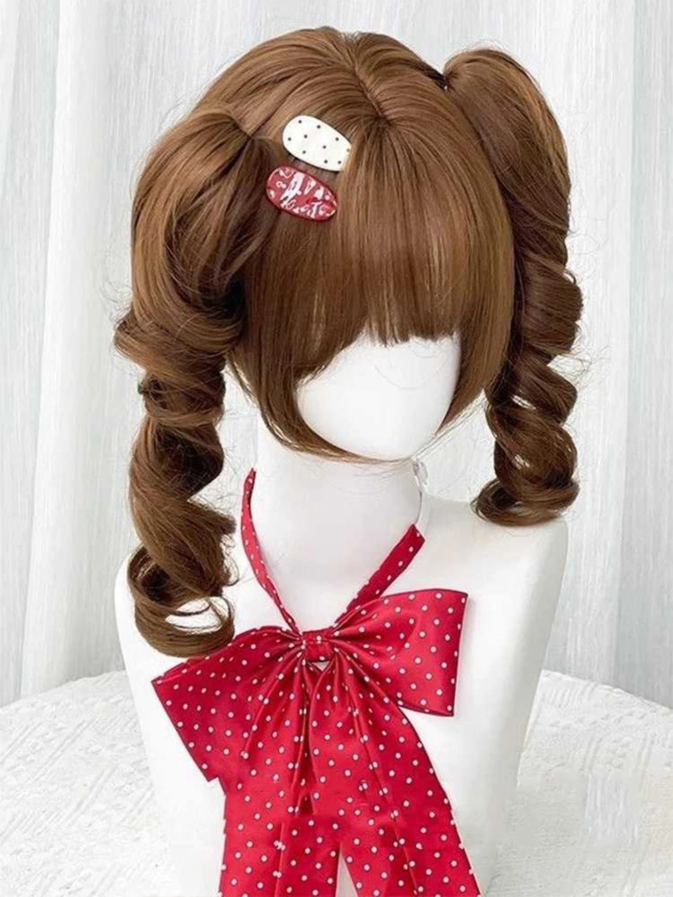 Synthetic Blonde Bob Wig for Women with Curly Ponytail