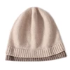 100%Wool Women Knitted Beanies Autumn Winter Warm Soft Cozy Cashmere Hats Fashion 2 Layer Hem Bonnet Outdoor Ski Skullies Cap 2