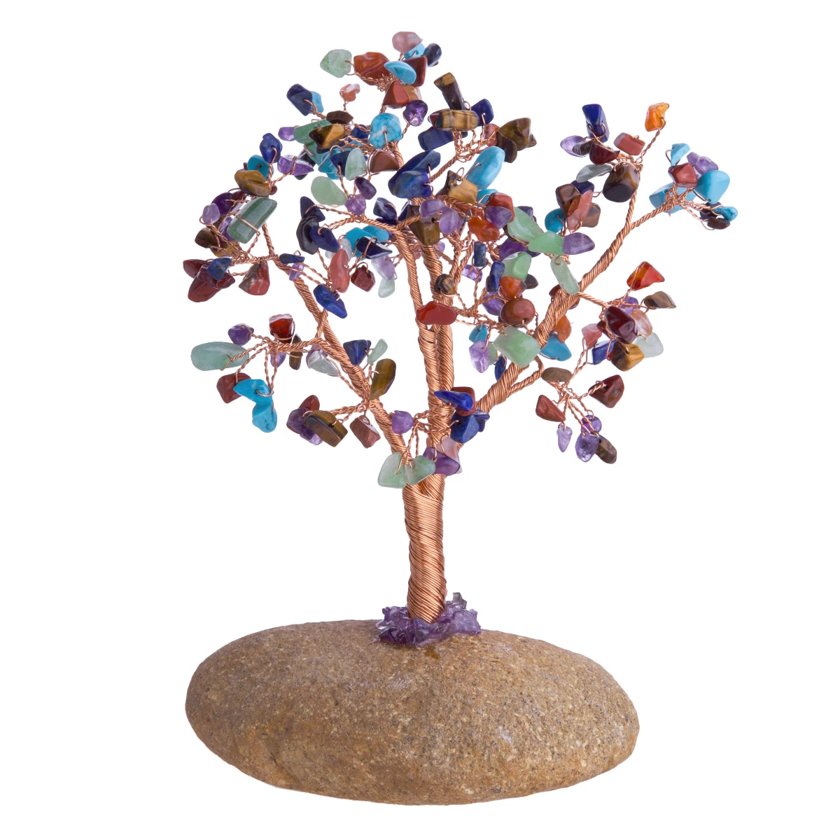 Natural Tumbled Stones Crystal Tree With Pebble Base Lucky Money Tree Reiki Healing Feng Shui Home Decor