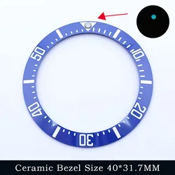 Elegant Sloping Blue - Green Luminous Ceramic Bezel Insert (8 blue)