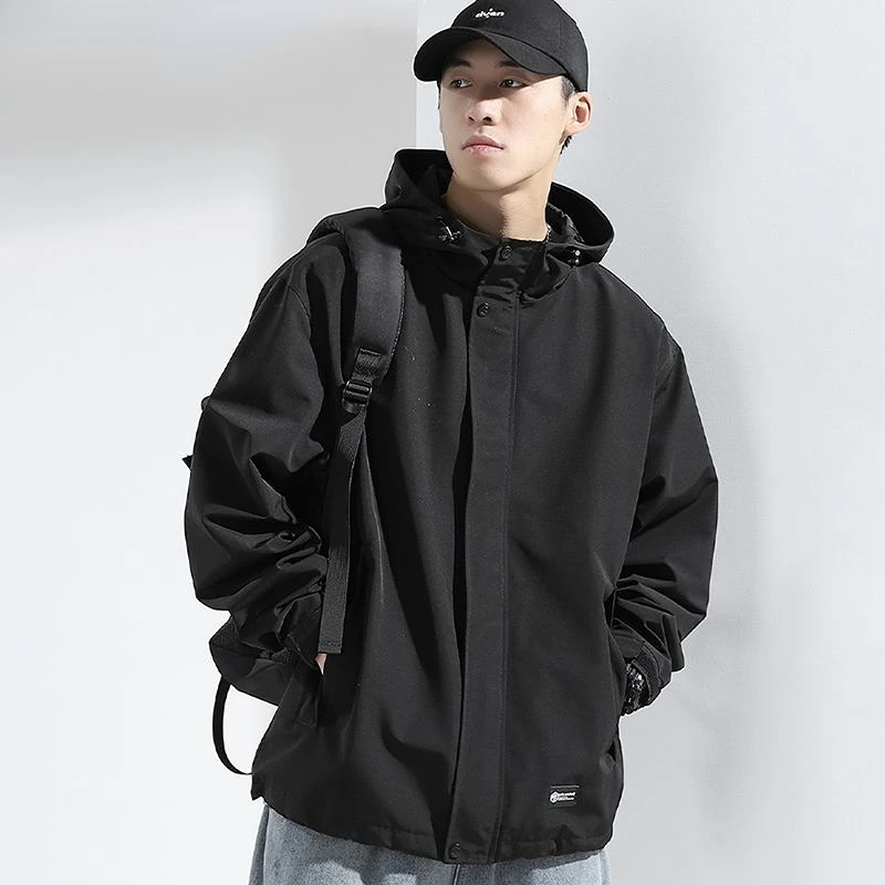 

Куртка с капюшоном N129 Мужская, Спортивная дышащая ветровка для отдыха на открытом воздухе, походов, водонепроницаемая куртка, однотонная, весна-осень