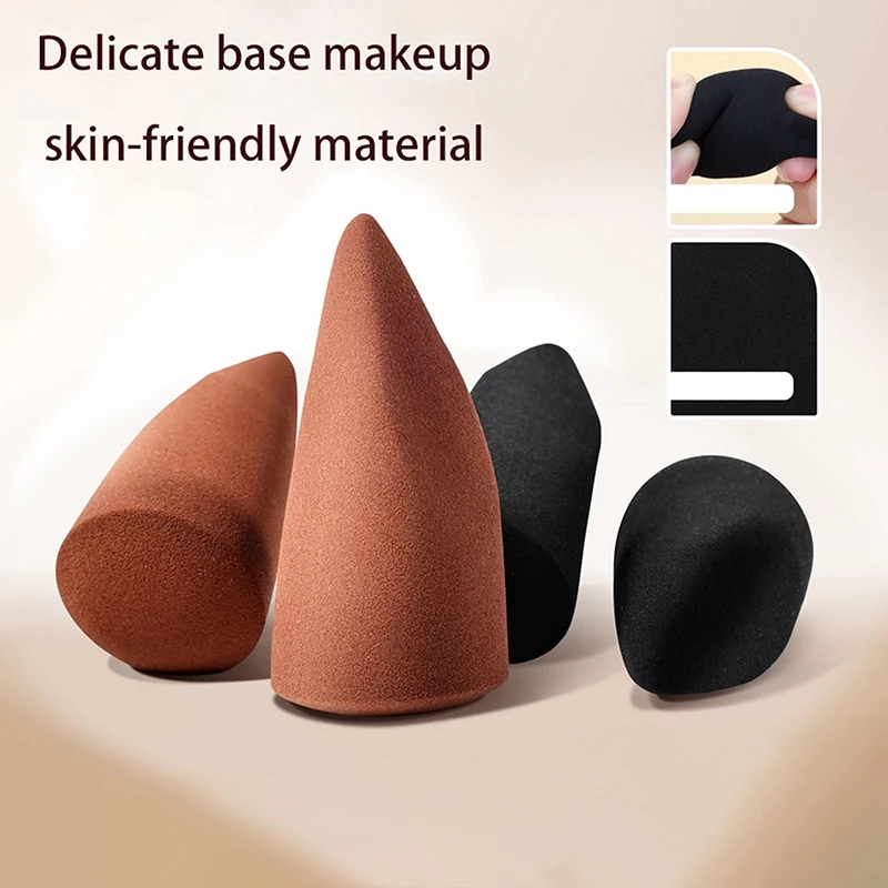 1/2PCS 블랙 브라운 습식 및 건식 사용 소프트 스펀지 파우더 퍼프 정밀 메이크업 스펀지 손가락 끝 화장품 퍼프 사용하기 쉬운 도구