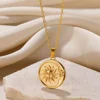 Collier géométrique en acier inoxydable pour femmes, pendentif tournesol, chaîne de clavicule, accessoires de bijoux esthétiques