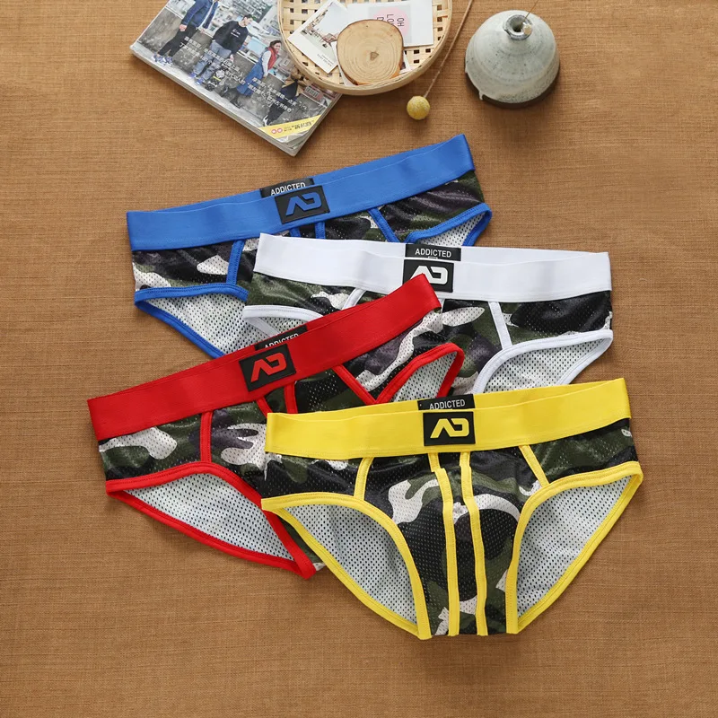 

Men's nylon mesh breathable and cool camouflage underwear added youth triangle pants