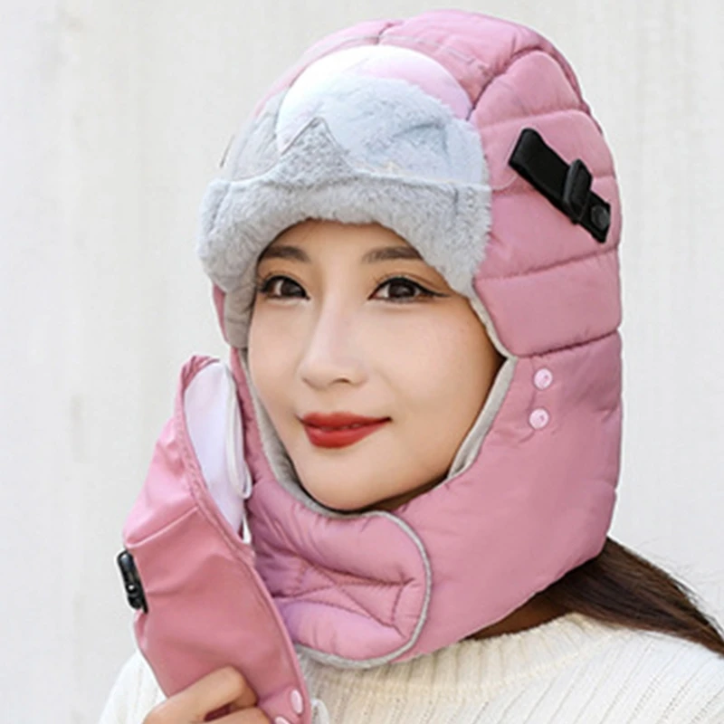 

Unisex Warm Winter Hat Men Women Thick Warm Mask Cap Neck Scarf Beanie Winter Scarf D08 21 Dropshipping