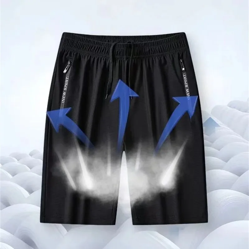 Men's Plus Size Summer Ice Silk Cool Short Pants Sweatpants Fashion Casual Sport Stretch Pants Male Thin Loose Quick-dry Shorts
