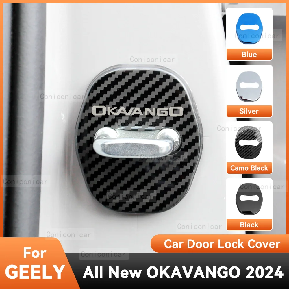 

Аксессуары для GEELY NEW OKAVANGO 2024, защитная крышка для автомобильного дверного замка, ярлыки, защита для украшения из нержавеющей стали