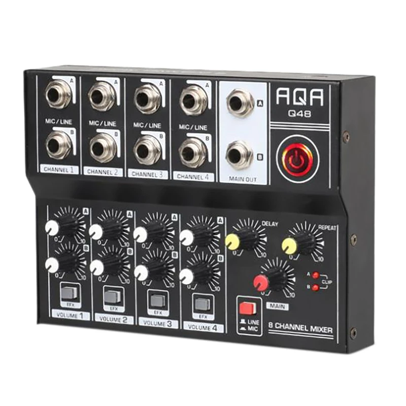 

AQA 8 Channel DJ Mixing Console Effector Live Recording Conference Hub Stereo Sound Reverberation Amplifier