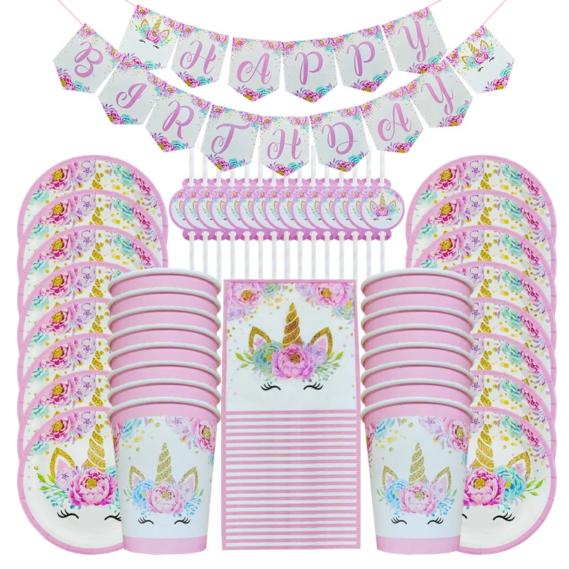 Unicorn Theme Party Supplies Set Unicorn Party Decorations and