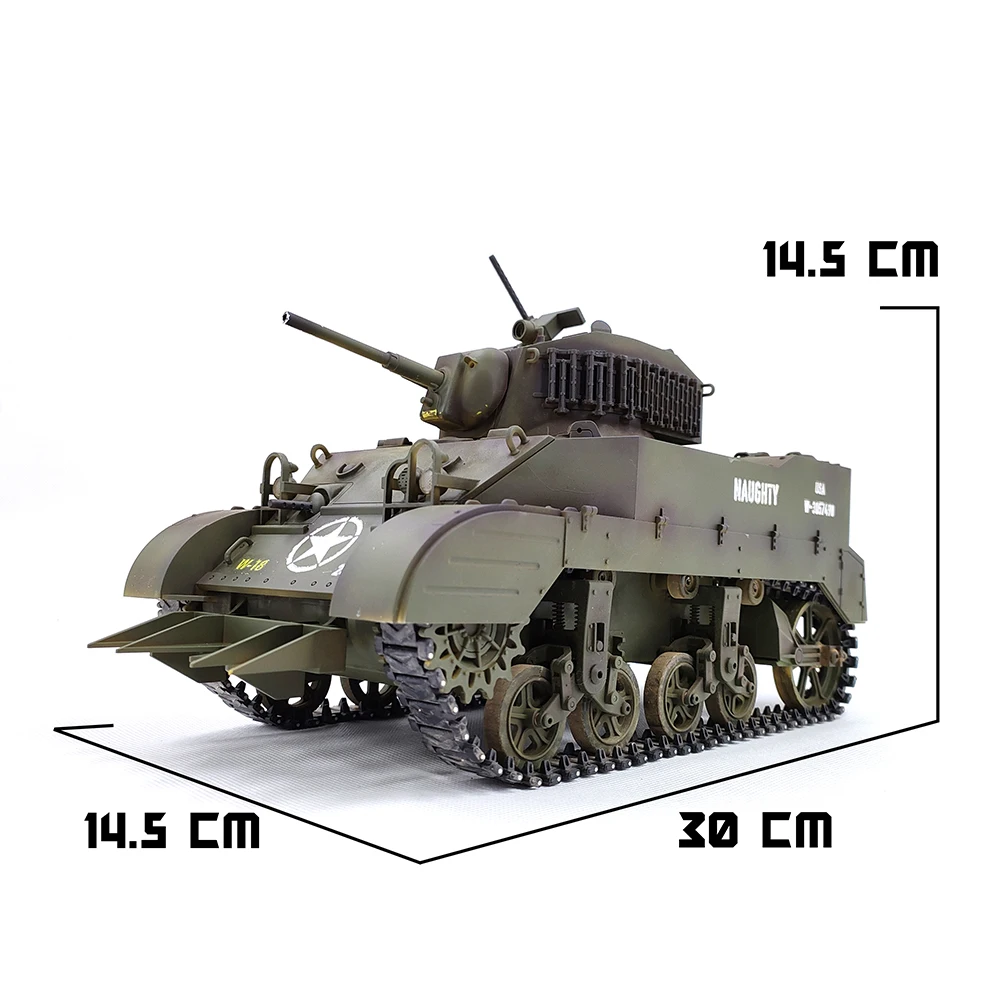 1/16 RC Tank U.S. M5A1 Stuart Light Tank Model 2.4G Military Vehicle Remote Control Crawler Tanks with Sound and Light Toy Boy 6
