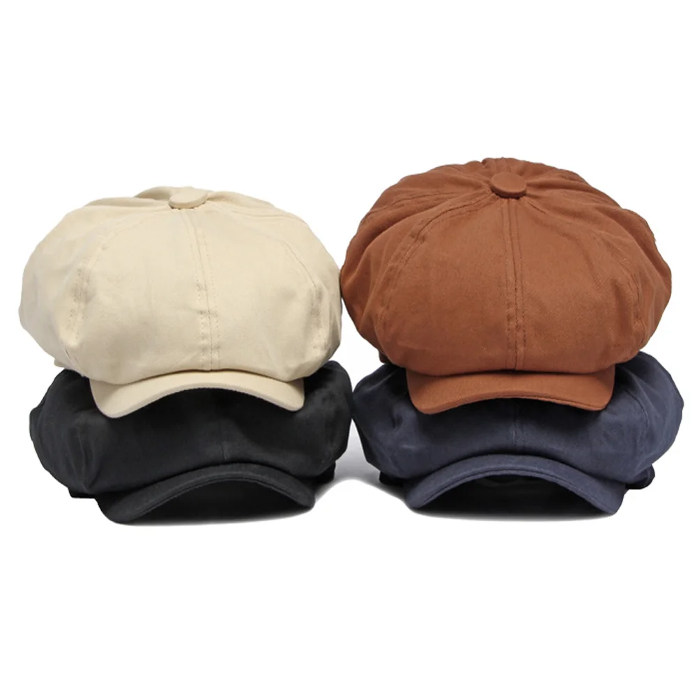 High Quality Retro Newsboy Cap Solid Color Twill Baker Caps Cotton Adjustable Beret Unisex