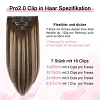 Extensions à clipser Sweetmet Pro2.0 en cheveux humains, 120g, épaisses, 7 pièces # Extensions de cheveux humains Remy 4/27/4 Balayage brun chocolat à blond caramel, à clipser, 35cm-55cm, tissu double maille sans couture pour femmes 2