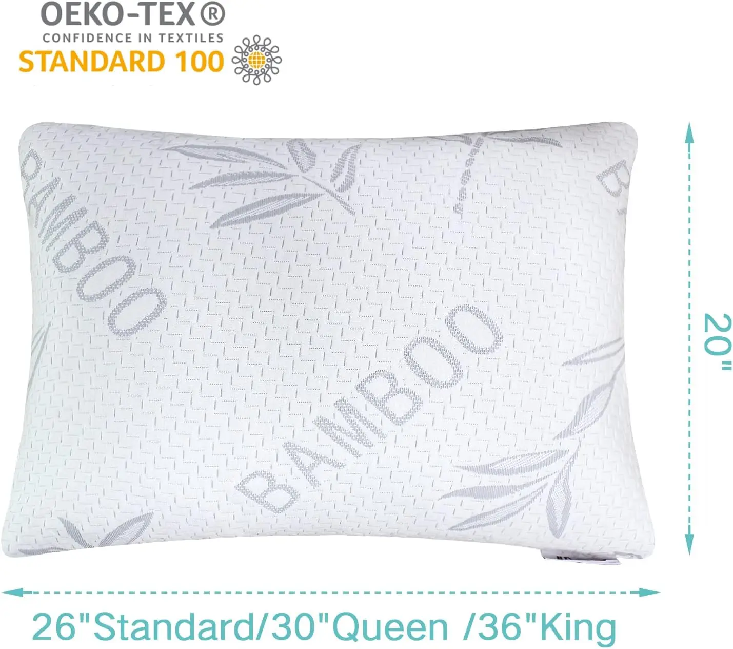 Rayon Derived from Bamboo Pillow King Size Set of 2 - Machine Washable Bed Pillows for Sleeping for Back, Stomach, Side Sleeper 2