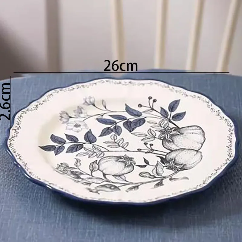 Retro Ceramic Plate Set European Hand Painted Flowers Desktop Dinner Set Plates and Dishes Wedding Center Fruit Salad Plates