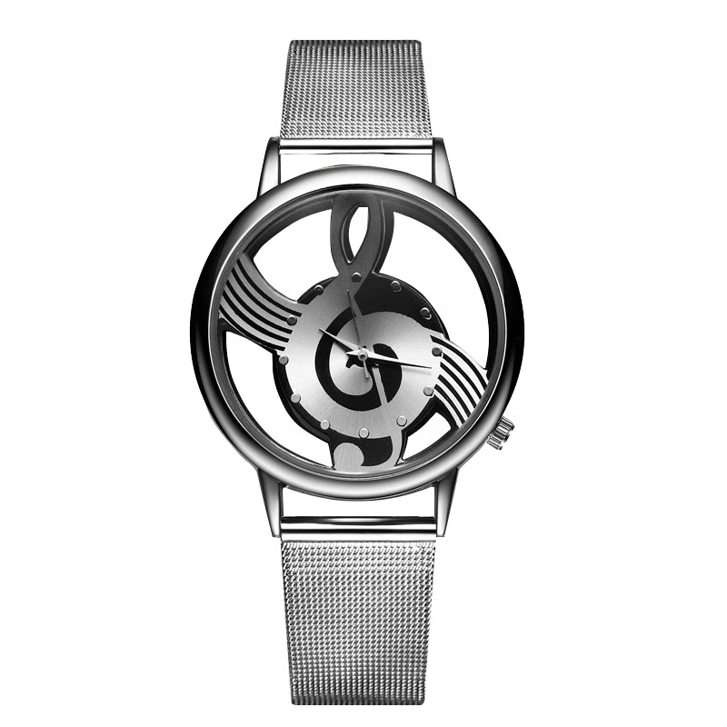 New Luxury Brand Student Watches Music Note Notation Watch Steel Wristwatch for child and Women Man Ladies Silver Clock 3