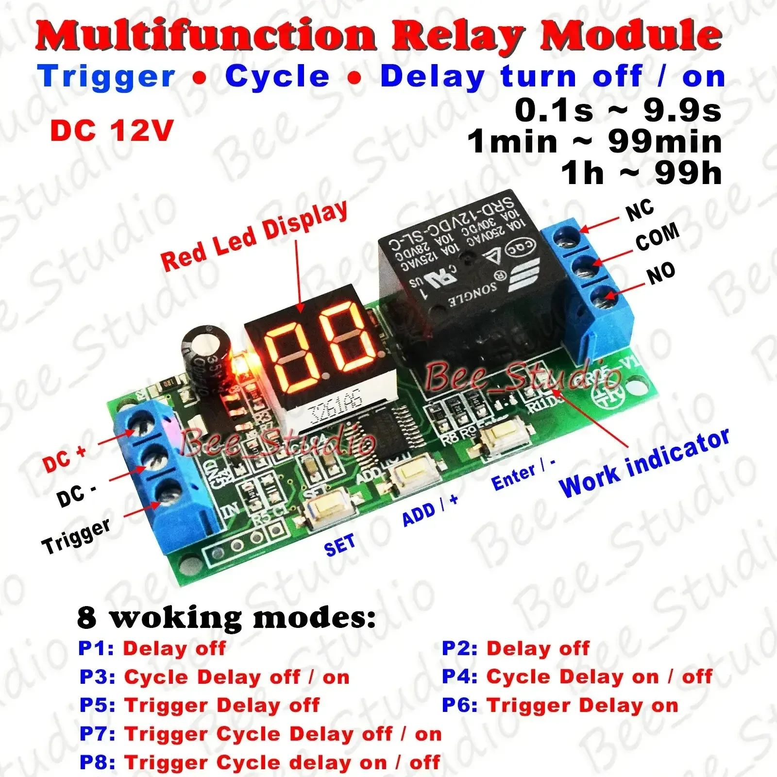 Multifunction Digital LED Display Programmable Delay Timer Relay Module