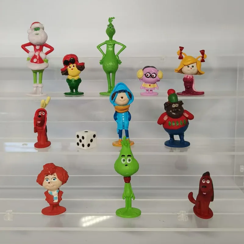 Set Da 12 Pezzi Di Figura Grinch Christmas Grinch Green Hair Grinch Action Figure 4-10Cm Modello Giocattolo Ornamento Decorativo