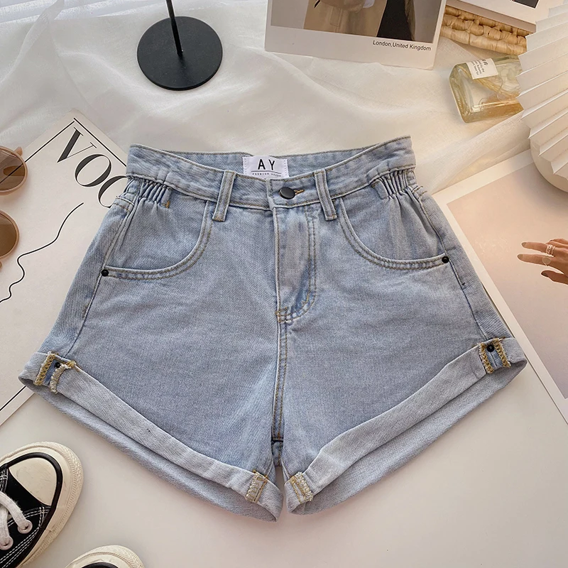 keiki kona shorts Ashgaily 2022 New High Waist female Fashion Casual Summer Cool Women Denim Shorts Wide Leg Hollow Out Plus Size Jean Shorts leather shorts