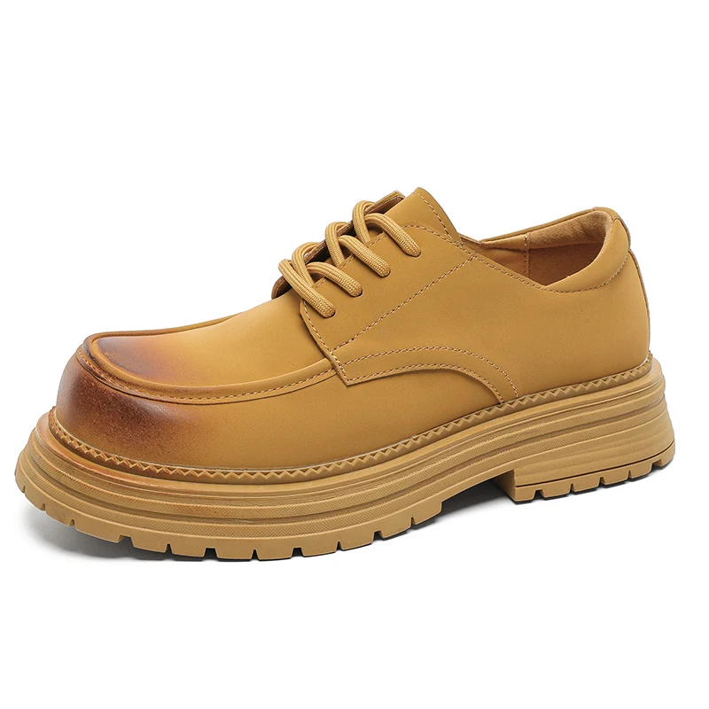 Men's Minimalist Leather Shoes With Thick Sole For Outdoor Work_voghion.com
