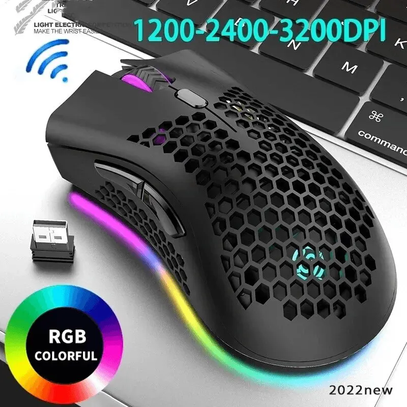 BM600 akumulatorowa mysz do gier USB 2.4G bezprzewodowa lampa RGB o strukturze plastra miodu mysz do gier komputer stacjonarny Notebook myszy do laptopa