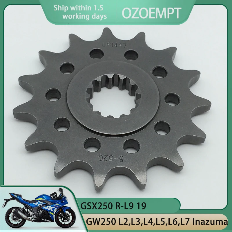 

OZOEMPT 520-15T Motorcycle Front Sprocket Apply to GSX250 RA-L9 ABS,RZA-M0,R GP GW250 L2,L3,L4,L5,L6,L7 Inazuma 12-17