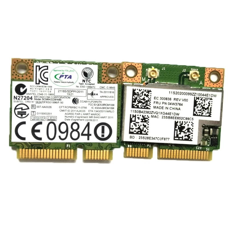 BCM943228HMB Wilreless Wifi Card for Lenovo B430 B490 B590 ThinkPad Edge E130 E135 E330 E335 E530 E535 E430 X131e X140e 04W3764