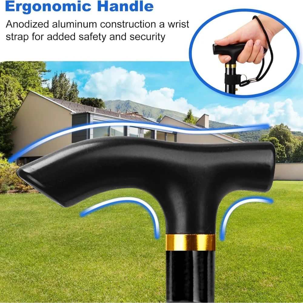Walking Stick Telescopic Baton Hiking Trekking Poles Aluminum Alloy Metal Folding Cane Crutches Pole For Elderly People