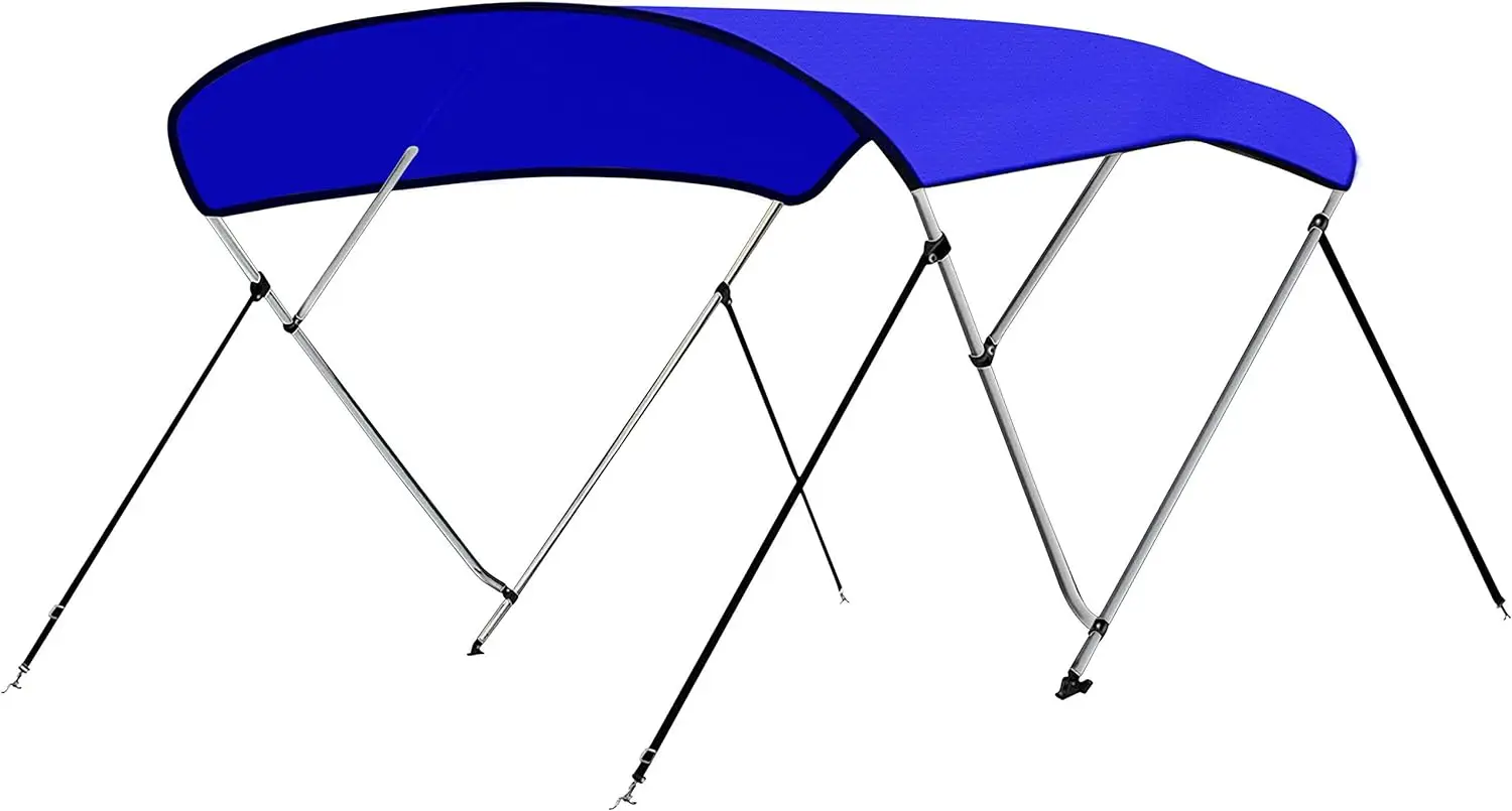 3 Bow Bimini Top Canvas Sun Shade Boat Canopy -1" Double Wall Aluminum Frame Tube,
