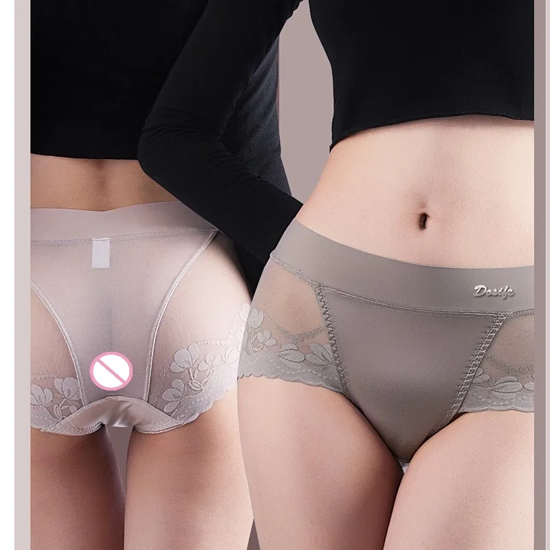 

Luxury Satin Panties Sexy Lace Tummy control briefs High waist Plus size Belly Slimming Underpants women's underwear