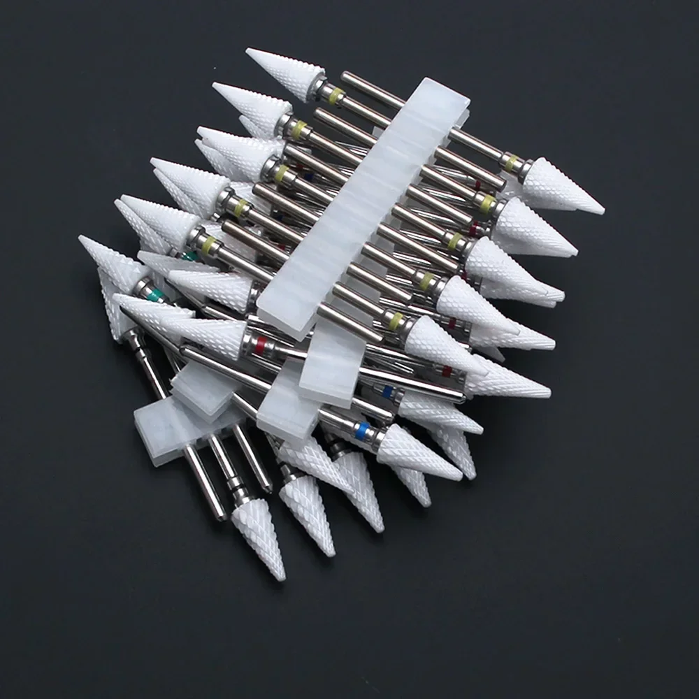 Nail Drill Files 10pcs Ceramic Nail Drill Bits Set Milling Cutter for Manicure Drills Electric Nail Files Cuticle Remove File Art Tools