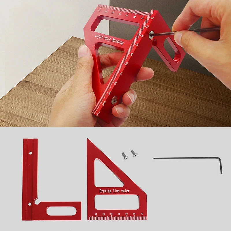 Aluminum Alloy Angle Finder Ruler - High Precision Miter Triangle Protractor for Woodworking & Engineering Layout Measurements