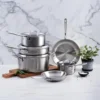 D5 5-Ply Brushed Stainless Steel Cookware Set 10 Piece, Induction, Oven Broiler Safe 600F, Kitchen Cooking Set w/ Fryin 3
