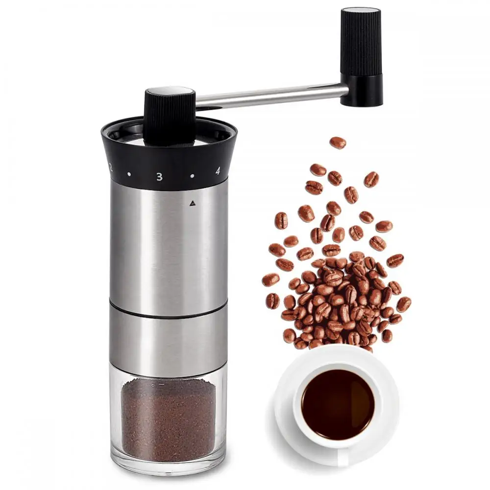 

Mini Hand-Cranking Coffee Bean Grinder Coffeeware Manual Coffee Grinders High Borosilicate Glass Stainless Steel Portable Gift