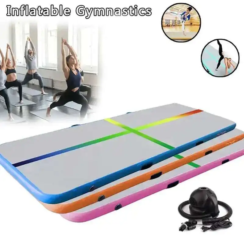 Air Tracks Durable 1X0.6X0.1M Iatable Gymnastics Tumbling Gym Mat With Colorful Line Indoor Yoga Floor For Training 