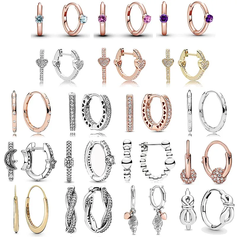 

New 925 Sterling Silver Popular Earring Alluring Heart String Silver Beads Twist Of Faith Hoops Earring For Women Jewelry Gift