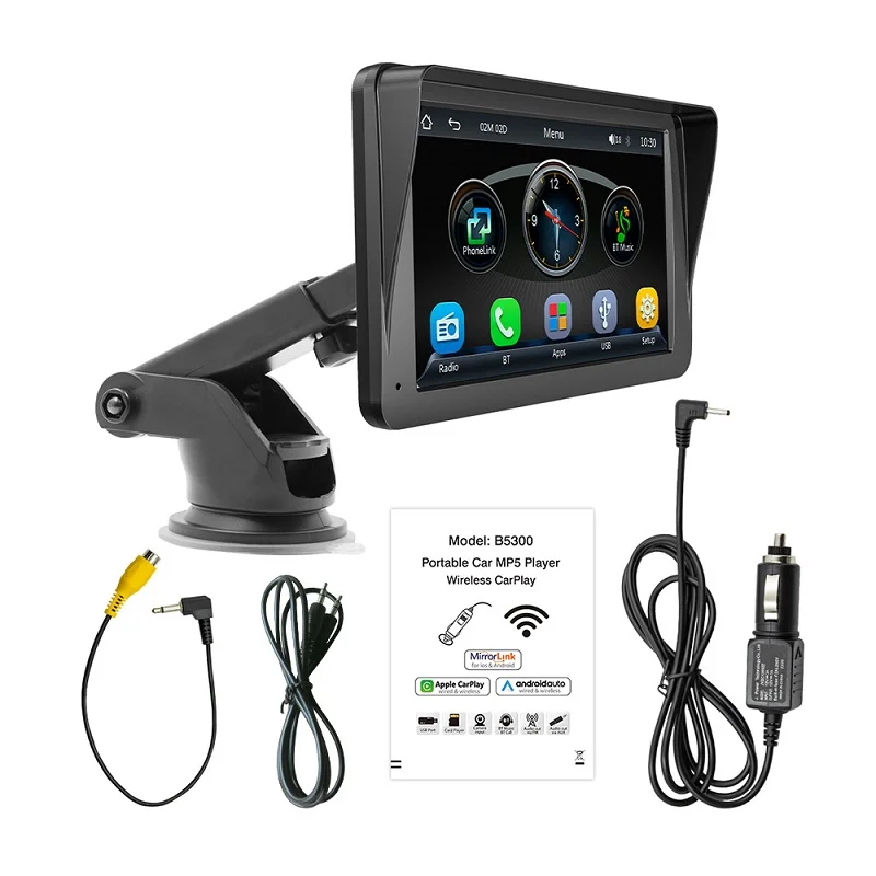 Car Multimedia Player 7 Inch Carplay Smart Screen Sunshade Portable Auto MP5 Player Support Carplay/Android Auto Portable Screen