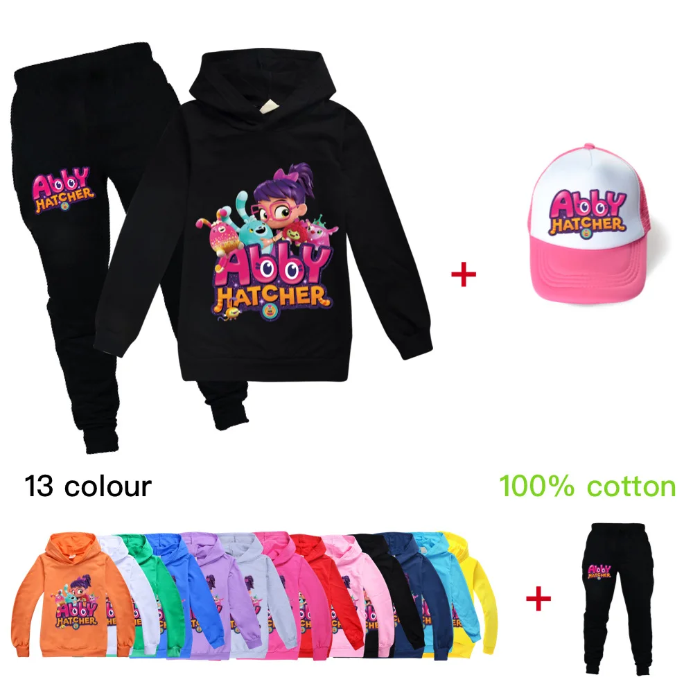 

Kids Long Sleeve Toddler T-shirt 2-16Y Cotton Abby Hatcher HoodiesPants +Hat 3pcs Sets For Teens Girls Boys Clothes Sweatshirt
