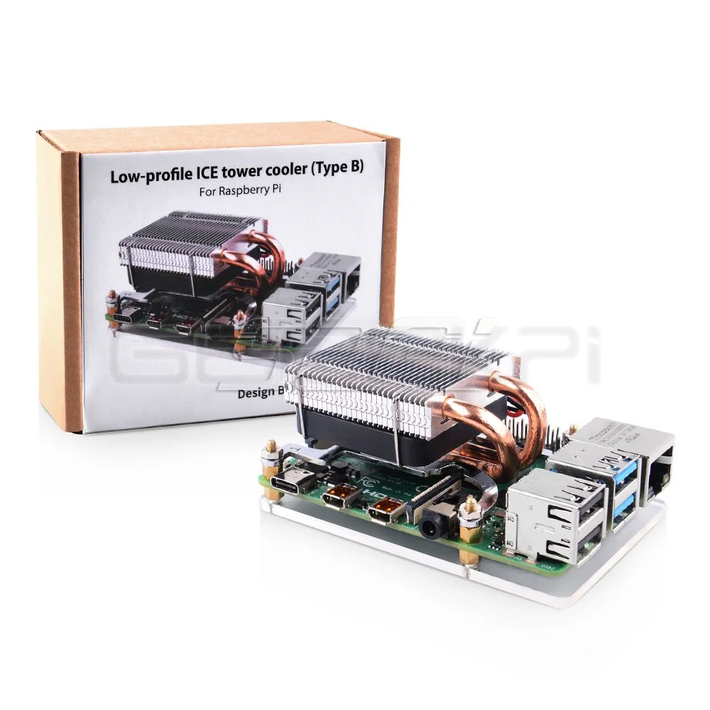 Geeekpi Novo Baixo-perfil Torre de Gelo Tipo-b Cpu Ventilador de Refrigeração 4010 Refrigerador do Dissipador de Calor para Raspberry pi b 3b Mais 3b - Imagem 2