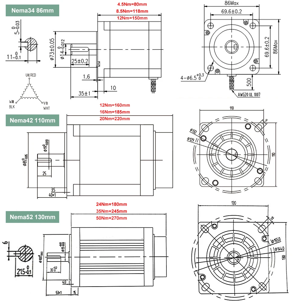 m2nyan29ページ 3 Phase Nema34 Nema42 Nema52 Stepper Motor 4.5/8.5/12/16/20/24/35