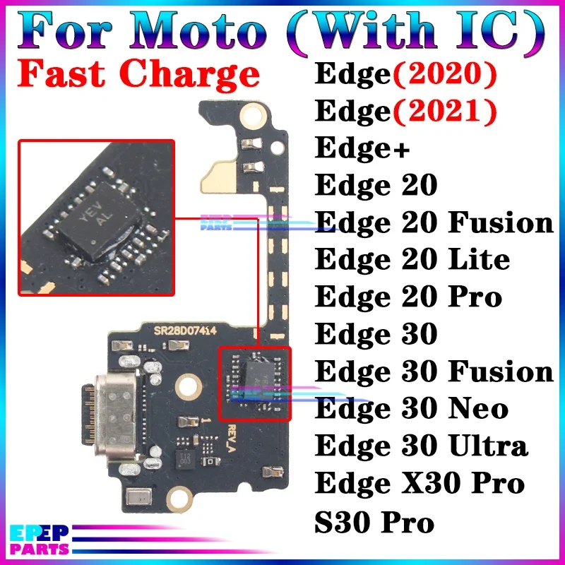

USB Dock Connector Fast Port for Motorola Moto Edge 20 30 X30 S30 + 2020 2021 2022 Fusion Lite Pro Neo Ultra Charging Board