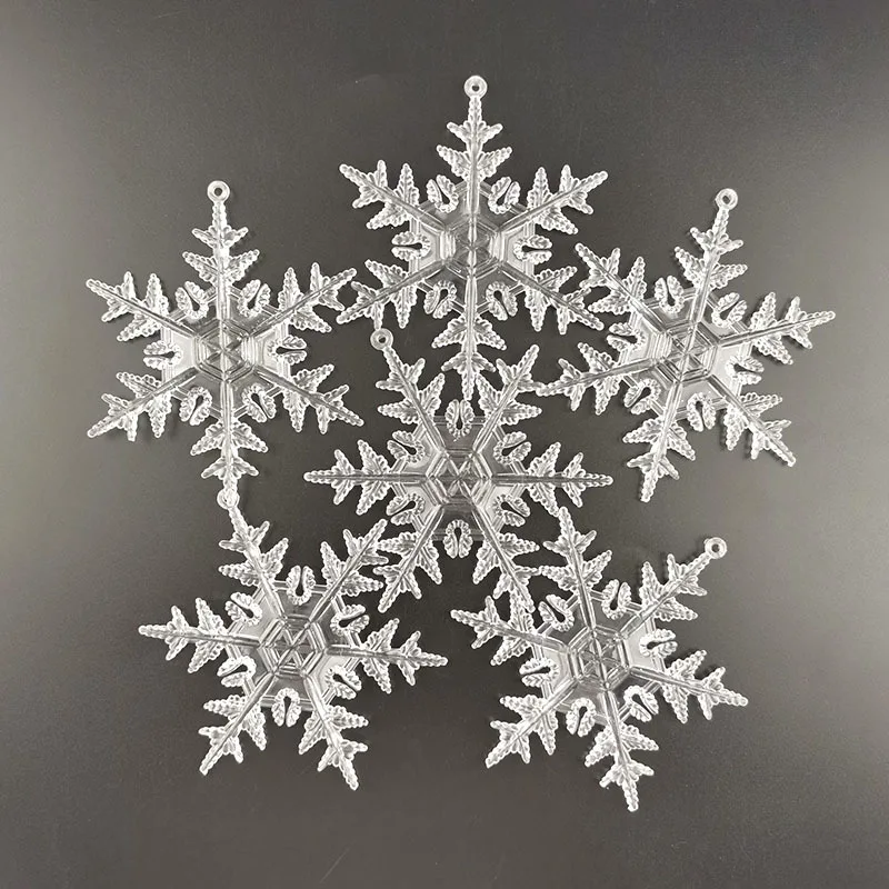 6Pcs/pack Christmas Tree Pendant Plastic Snowflake Decor Christmas Decorations for Handmade DIY Home Decoration
