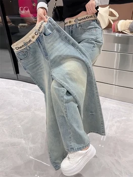 Y2K 2000s Wide Leg Baggy Denim Trouser Women's Washed Vintage Casual Pants Female High Street Retro High Waist Trashy Jeans 1