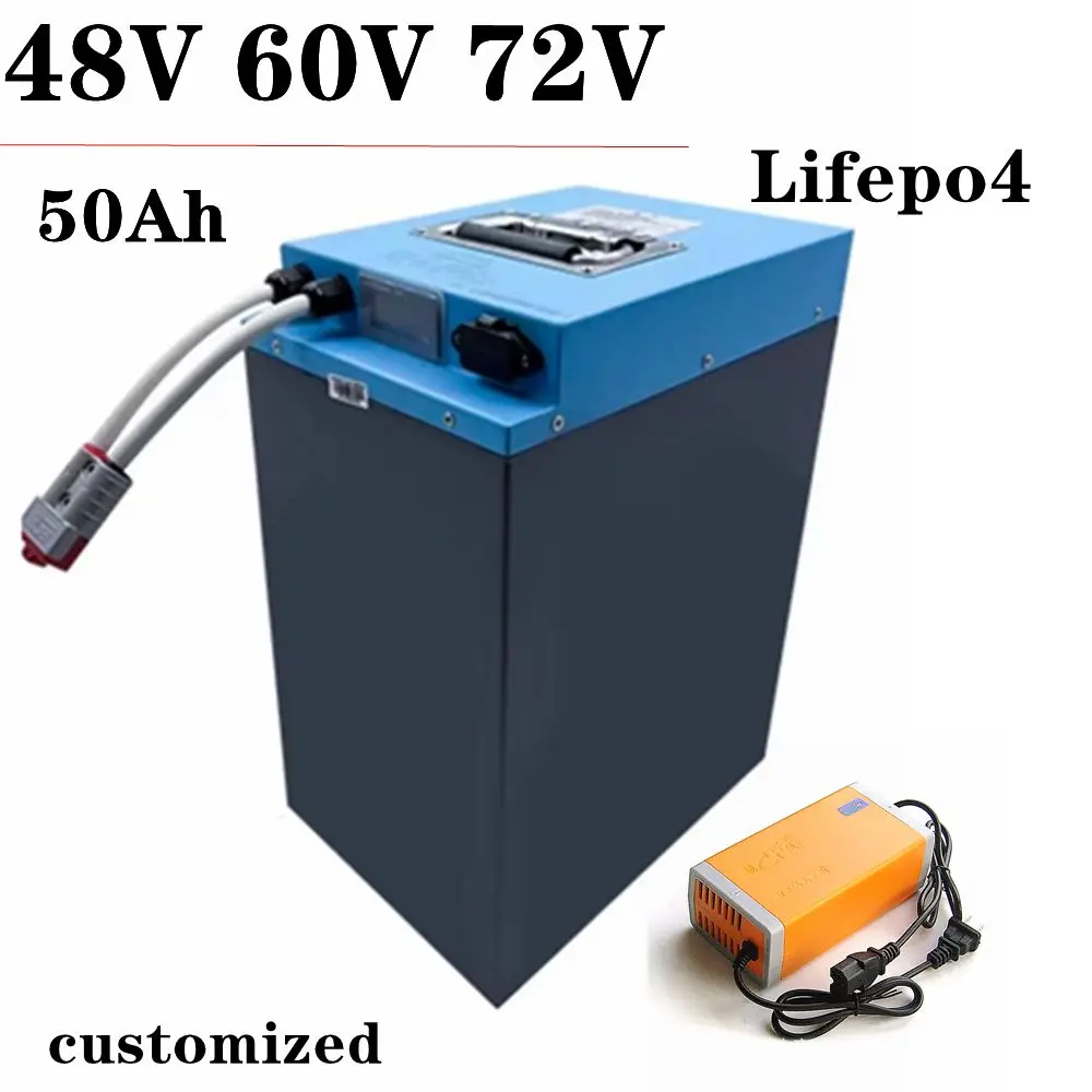 

LiFePO4 Lithium Battery Pack 48V 60V 72V 50Ah Scooter Motorcycle Built-in BMS For 2000W 3000W 5000W Electric Cart