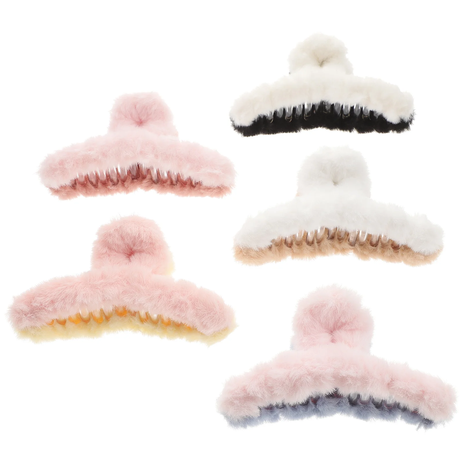 

5pcs Furry Jaw Clips Fuzzy Hair Clips Nonslip Claw Clips Women Headdress