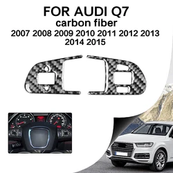 For Audi Q7 2007 2008 2009 2010 2011 2012 2013 2014 2015 Real Carbon Fiber Steering Wheel Buttons Cover Car Interior Sticker