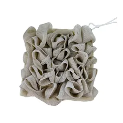Dual-Texture Exfoliating Bath Sponge with Drawstring Closure (Khaki)
