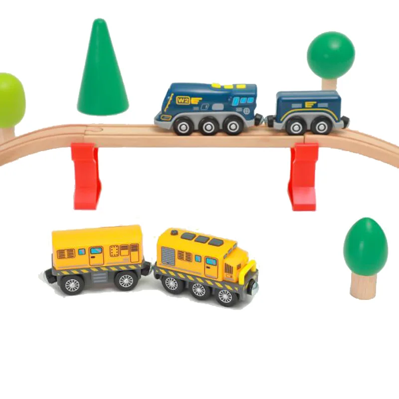 Kids Electric Train Set Locomotive Magnetic Train Car Diecast Slot Toy Fit for Wooden Train Railway Track Toys for Children Gift 4